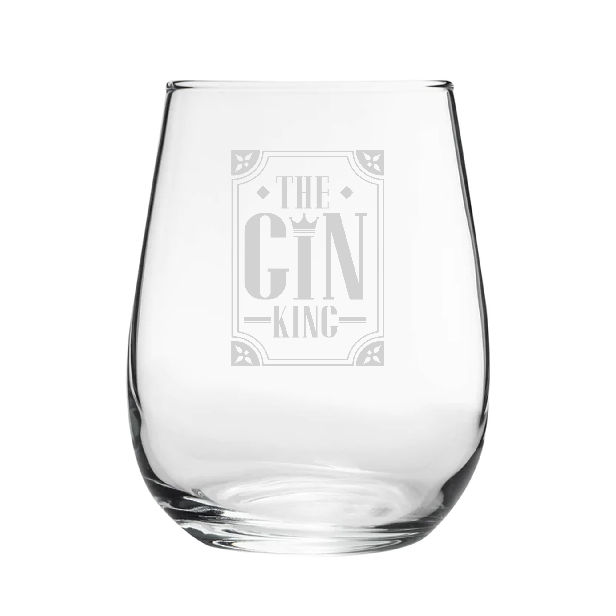 The Gin King Engraved Novelty Stemless Gin Tumbler Personalised